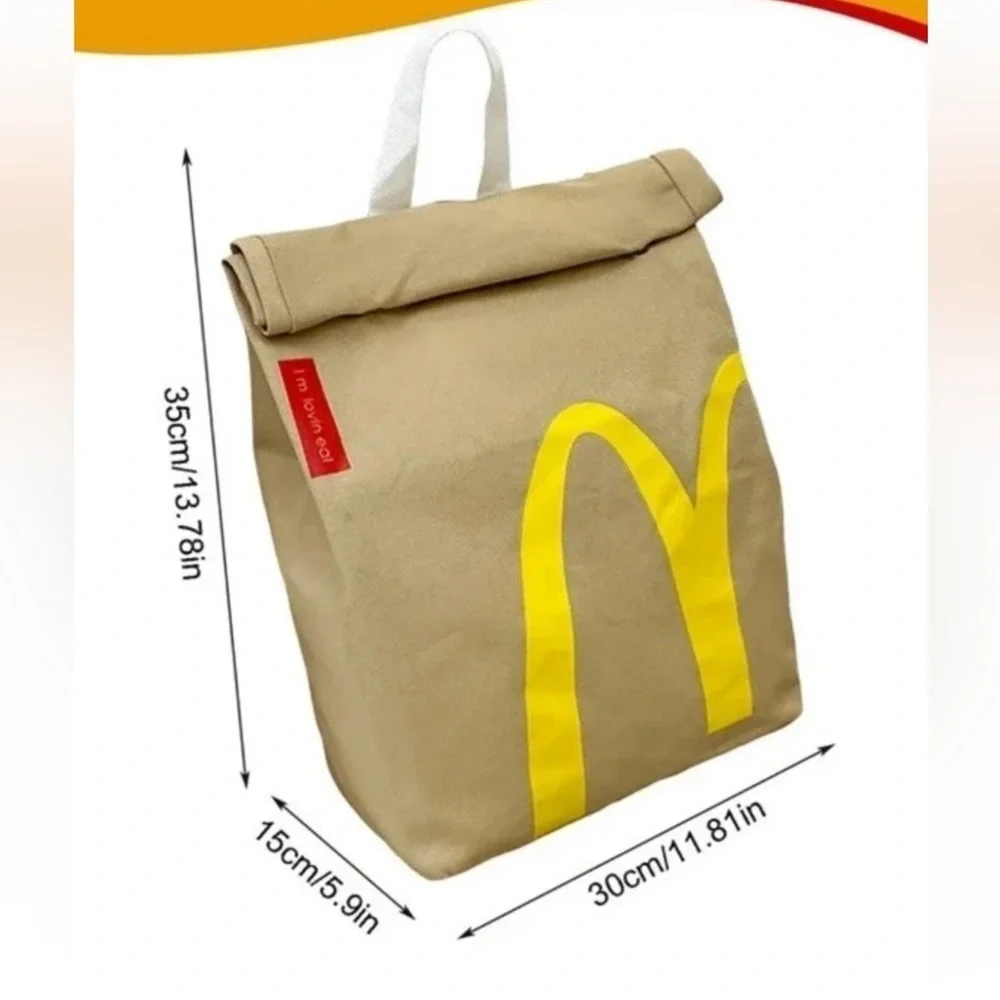 McDonald's Paper Bag Backpack Shoulder Bag Rucksack For School And Travel - NEW